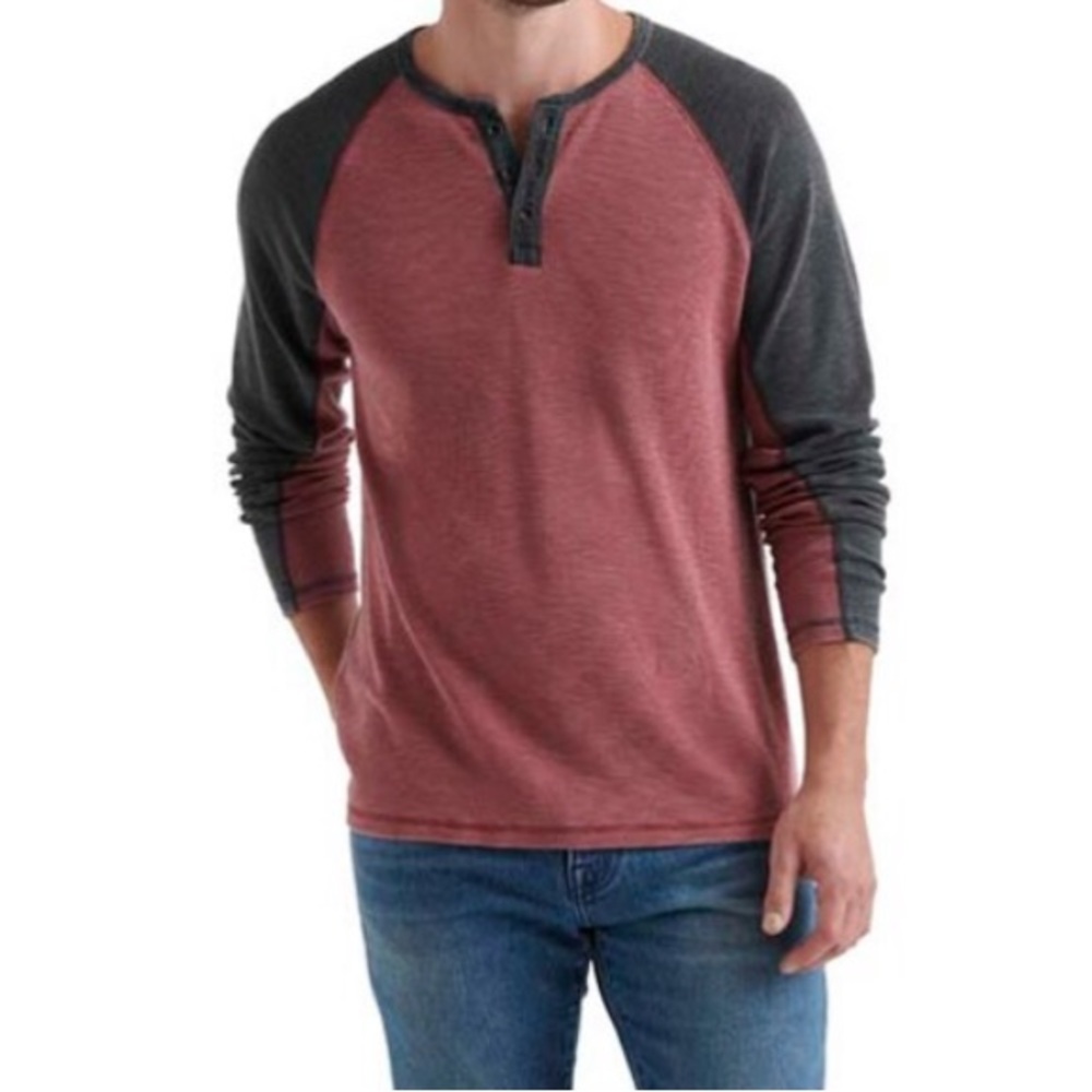 Luck Brand Venice Burnout Shirt, Red & Gray